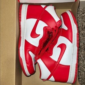 Nike Dunk High GS in Red and White